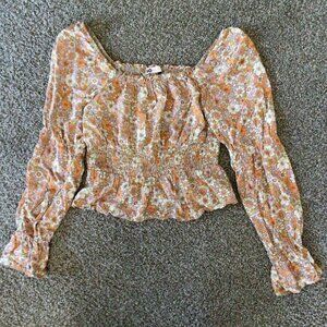 SO Goods for life orange floral long sleeve top